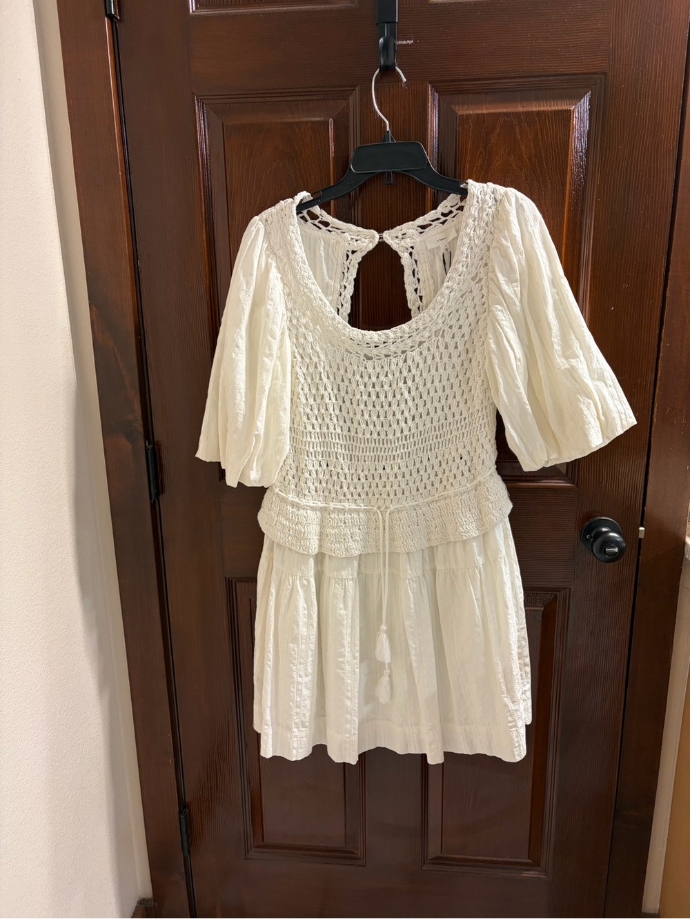 Boho Crochet Mini Dress - Cream
